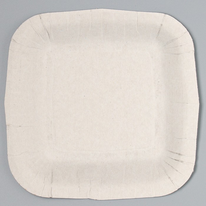Тарелка бумажная квадратная "С Днём Рождения", белая, 16,5х16,5 см
