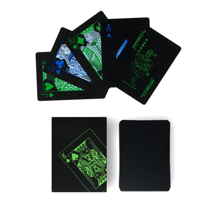 Карты игральные пластиковые "Неон", светящиеся, 30 мкм, 8.8 х 6.3 см, зеленые - Фото 1