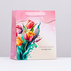 Пакет ламинированный вертикальный "Весенние тюльпаны", 23 х 27 х 11,5 см - фото 321040439