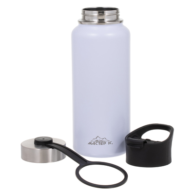 Термос Мастер К, 1 л, две крышки, сохраняет тепло до 12 ч, нержавеющая сталь, белый