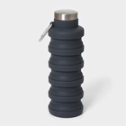 Бутылка для воды складная, 500 мл, силикон, 7×21 см, цвет серый - фото 321040892