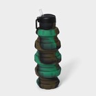 Бутылка для воды складная «Милитари», силикон, 500 мл, 7×21 см, цвет зелёный - фото 321040897