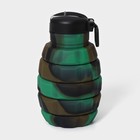 Бутылка для воды складная «Милитари», силикон, 500 мл, 7×21 см, цвет зелёный - фото 4417879