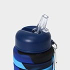 Бутылка для воды складная, 500 мл, силикон, 7×21 см, цвет синий - Фото 4