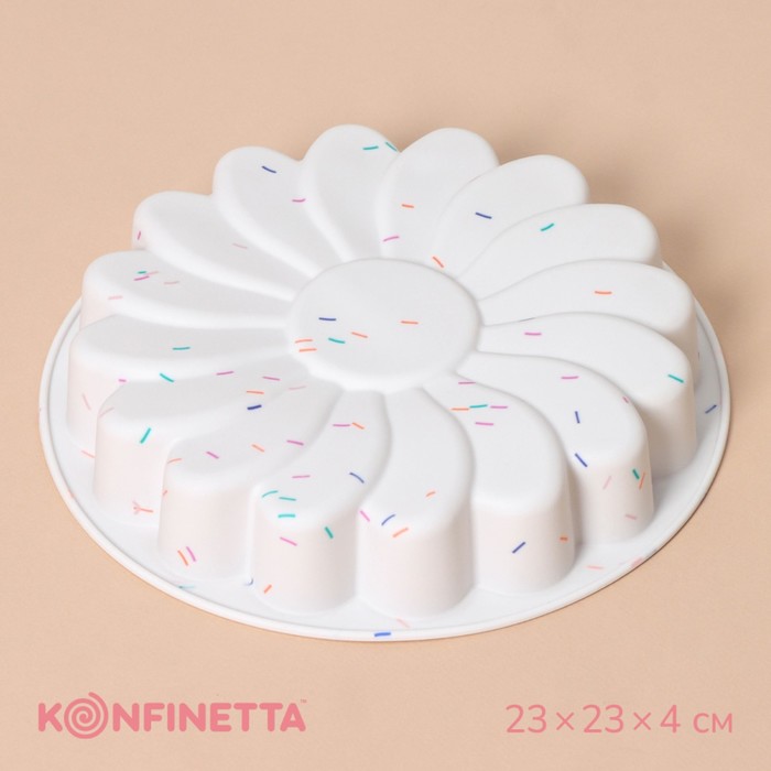 Форма для выпечки KONFINETTA «Ромашка», силикон, d=20 см (внутр. диаметр 18,5 см), цвет белый - фото 1908029449