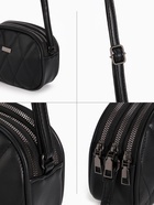 Сумка женская кросс-боди на молнии, 19×7×15 см, со стёжкой, чёрная - Фото 3