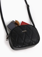 Сумка женская кросс-боди на молнии, 19×7×15 см, со стёжкой, чёрная - Фото 7