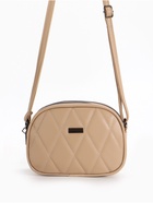 Сумка женская кросс-боди на молнии, 19×7×15 см, со стёжкой, бежевая - Фото 4