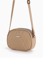 Сумка женская кросс-боди на молнии, 19×7×15 см, со стёжкой, бежевая - Фото 3