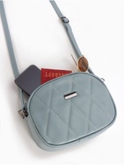 Сумка женская кросс-боди на молнии, 19×7×15 см, со стёжкой, серо-синяя - Фото 9