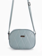 Сумка женская кросс-боди на молнии, 19×7×15 см, со стёжкой, серо-синяя - Фото 3