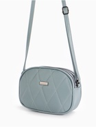 Сумка женская кросс-боди на молнии, 19×7×15 см, со стёжкой, серо-синяя - Фото 2