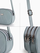 Сумка женская кросс-боди на молнии, 19×7×15 см, со стёжкой, серо-синяя - Фото 4