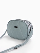 Сумка женская кросс-боди на молнии, 19×7×15 см, со стёжкой, серо-синяя - Фото 6