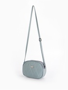 Сумка женская кросс-боди на молнии, 19×7×15 см, со стёжкой, серо-синяя - Фото 8