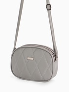 Сумка женская кросс-боди на молнии, 19×7×15 см, со стёжкой, серая - Фото 2