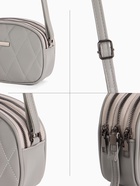 Сумка женская кросс-боди на молнии, 19×7×15 см, со стёжкой, серая - Фото 4