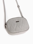 Сумка женская кросс-боди на молнии, 19×7×15 см, со стёжкой, серая - Фото 7