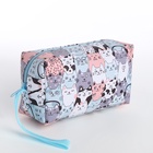 Косметичка - футляр женская с ручкой, объёмная, маленькая, для косметики, лекарств, прокладок, серая - Фото 4