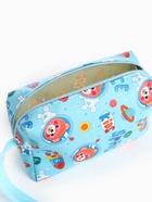 Косметичка - футляр женская с ручкой, объёмная, маленькая, для прокладок, косметики, лекарств, голубая - Фото 3