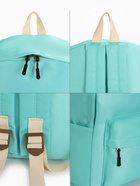 Рюкзак школьный на молнии, с карманами, однотонный, размер 28×12×42 см, бирюзовый - Фото 4