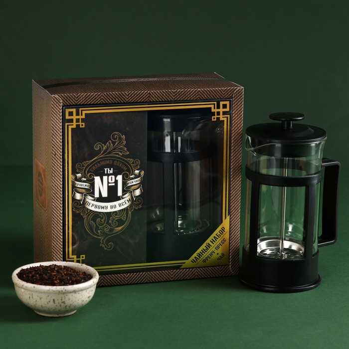 Набор «Первому во всём»: чай чёрный с бергамотом 100 г., френч-пресс - Фото 1