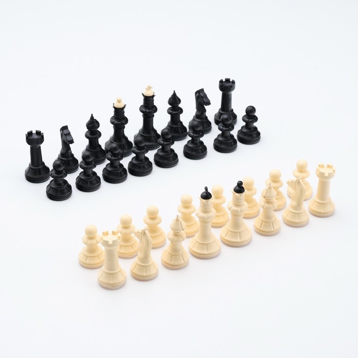 Шахматные фигуры обиходные, король h=7 см, пешка-4 см, пластик - фото 1908029730