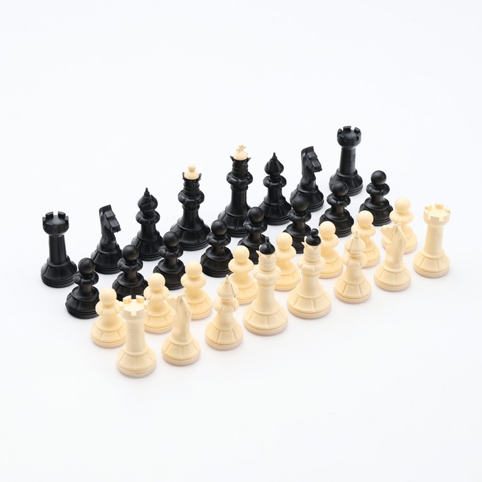 Шахматные фигуры обиходные, король h=7 см, пешка-4 см, пластик - фото 1908029731