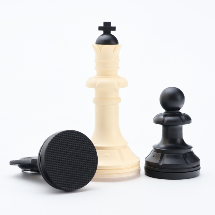 Шахматные фигуры обиходные, король h=7 см, пешка-4 см, пластик - фото 1908029733