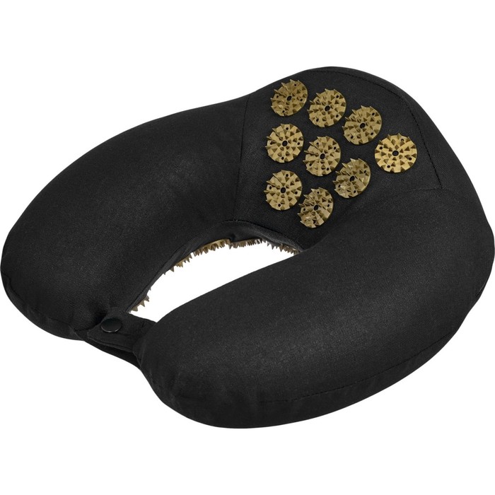 Подушка дорожная акупунктурная Bradex «Нирвана», чёрная, золотые шипы - Фото 1