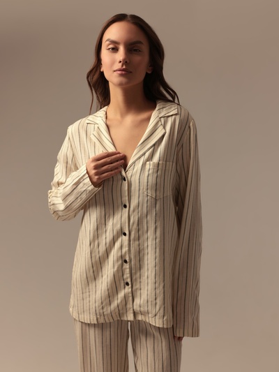 Пижама женская (рубашка, брюки) SL HOME Linen, размер 48 (XL)