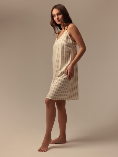 Сорочка ночная с тонкими лямками женская SL HOME Linen, размер 48 (XL)