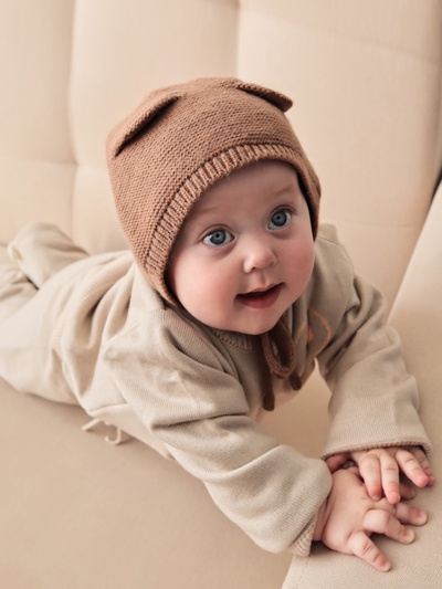 Шапка вязаная детская «Крошка Я», размер 48-50, кофейная