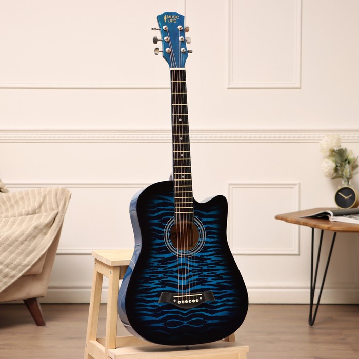 Акустическая гитара Music Life QD-H38Q-hw, синяя - Фото 1
