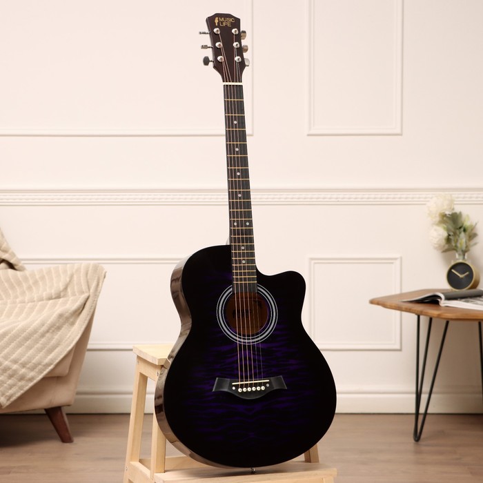Акустическая гитара Music Life QD-H40Q-hw, фиолетовая - Фото 1