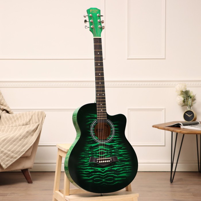 Акустическая гитара Music Life QD-H40Q-hw, зеленый - Фото 1