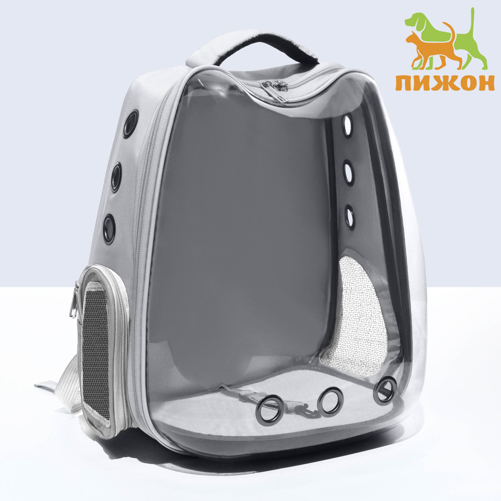 Рюкзак для переноски кошек, прозрачный, 32 х 28 х 42 см, серый (9889766 ...