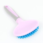 Щетка-массажер для животных с силиконовыми зубьями, средняя, 9.5×16.5 см, розовая - Фото 2