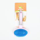 Щетка-массажер для животных с силиконовыми зубьями, средняя, 9.5×16.5 см, розовая - Фото 6