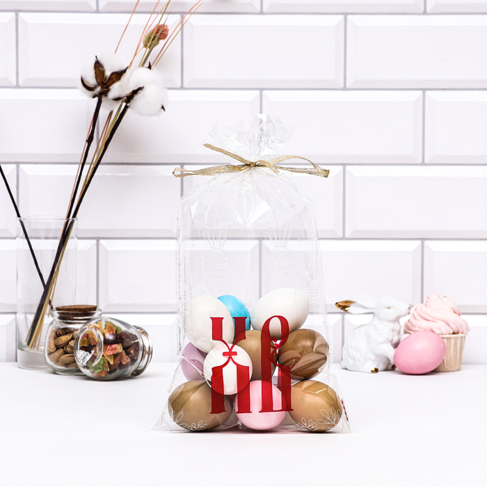 Пакет пасхальный подарочный «Зайчики ХВ», для кулича и яиц, 20×35 см, 25 мкм - Фото 1