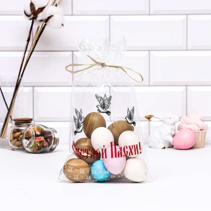 Пакет пасхальный подарочный «Голуби», для кулича и яиц, 20×35 см, 25 мкм - Фото 1