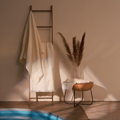 Полотенце вафельное SL HOME: Boho «Айвори», 30×60 см, хлопок 100%, бежевое