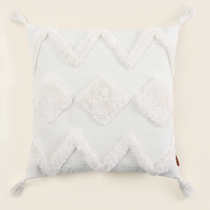 Наволочка декоративная с кисточками SL Home, 45×45 см, хлопок 100 %, белая - Фото 1
