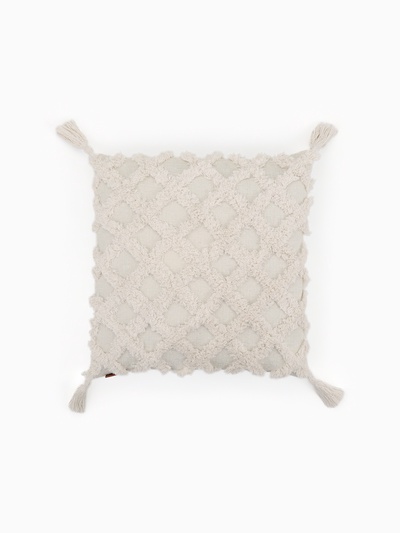 Наволочка декоративная с кисточками SL Home, 45×45 см, хлопок 100%, молочная