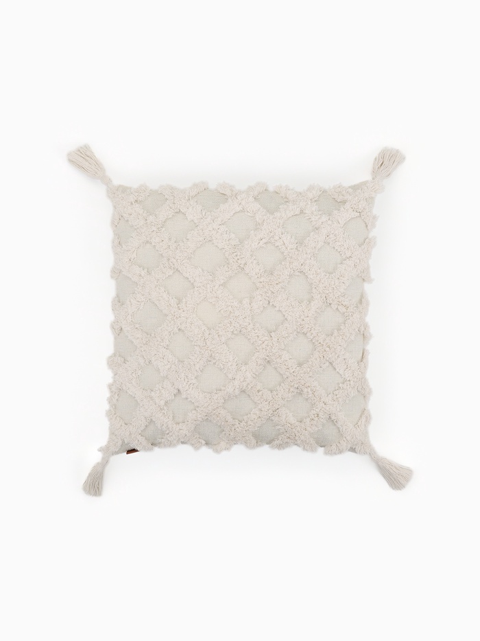 Наволочка декоративная с кисточками SL Home, 45×45 см, хлопок 100%, молочная - Фото 1