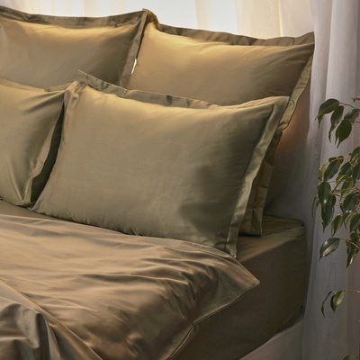 Простыня на резинке 2-спальная SL Home «Олива», 160×200+30 см, оливковая, сатин