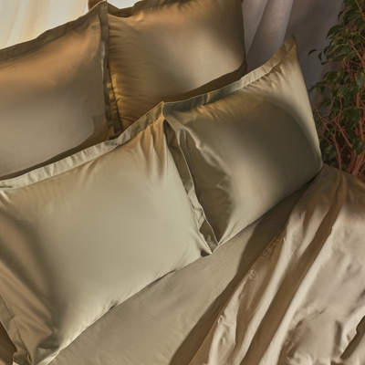 Простыня на резинке 2-спальная SL Home «Олива», 160×200+30 см, оливковая, сатин