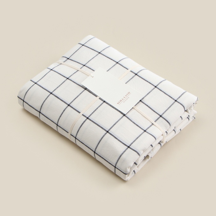 Простыня SL Home Cotton 235*245 см, цв.белый/серый, 100% жатый хлопок