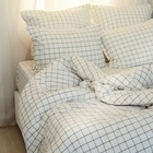 Простыня на резинке SL Home Cotton 180*200+30 см, цв.белый/серый, 100% жатый хлопок 10245391 - фото 13091721
