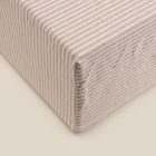 Простыня на резинке SL Home Cotton 140*200+30 см, цв.бежевый/белый, 100% жатый хлопок - фото 28150845